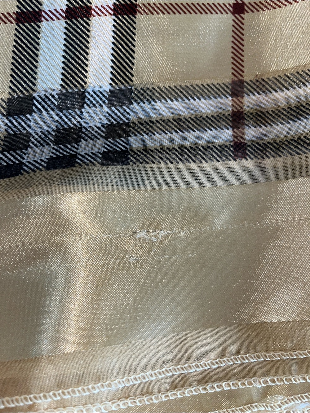 Burberry Gold and Beige Signature Plaid Silk Square Scarf - Picture 5 of 5